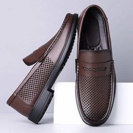 Mocassini in Pelle da Uomo Estate 2026, Scarpe Casual Slip-on Traspiranti, Comode per Camminare e per l'Ufficio