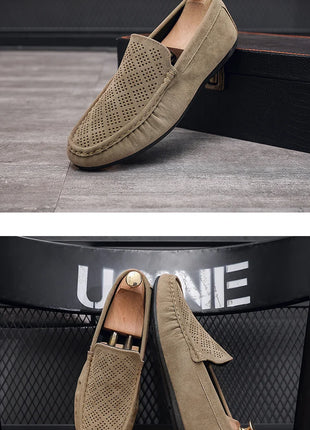 STRONGSHEN scarpe da uomo Casual Luxury Brand Slip on mocassini vuoti in pelle scamosciata mocassini da uomo estate traspirante scarpe da guida da uomo italiane