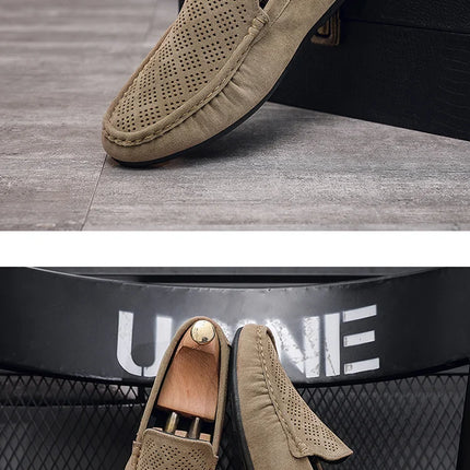 STRONGSHEN scarpe da uomo Casual Luxury Brand Slip on mocassini vuoti in pelle scamosciata mocassini da uomo estate traspirante scarpe da guida da uomo italiane