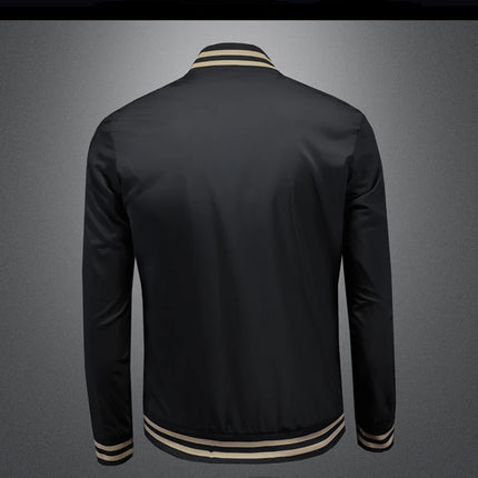Minglu Spider Embroidery Men's Jackets High Quality Stand Collar Solid Color Sport Casual Spring Autumn Male Coats Plus Size 5XL