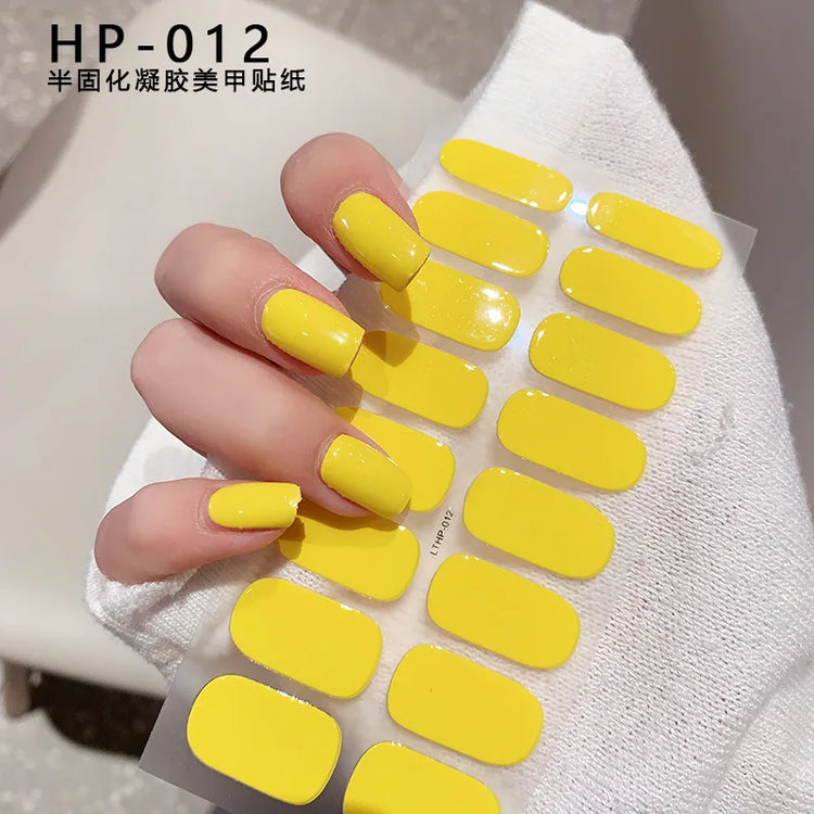 Semi Cured Wraps Fast Gel Nail Sticker Soild Nail Gel Wraps Adhesive Full Cover Gel Nail Decal UV Lamp Cured Manicure Decoration2028