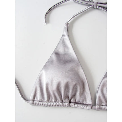 Sexy 13 colori Halter Satin Bikini brasiliano Donna Costumi da bagno Costume da bagno femminile Bikini a due pezzi Bagnante Costume da bagno Swim V4966 platinumshop