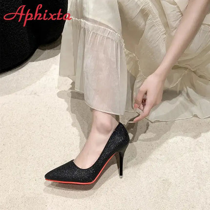 Aphixta Oro Argento Nero Décolleté con tacco alto a spillo da 3,54 pollici Décolleté da donna per tutte le stagioni Scarpe da festa con punta a punta di grandi dimensioni 49 50 platinumshop