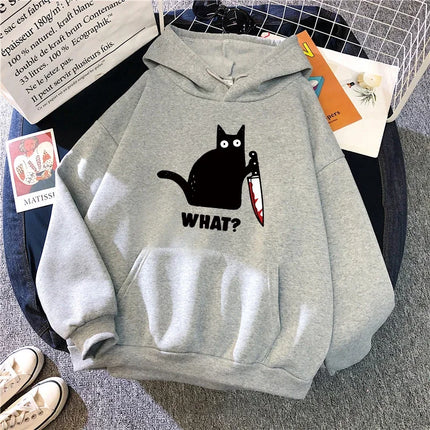 Cute Cat Print Hoodie for Woman 2025 Hot Sale Hooded Long Sleeve Pullover Autumn Girl Home Outdoor Comfort Casual Sweatshirt
