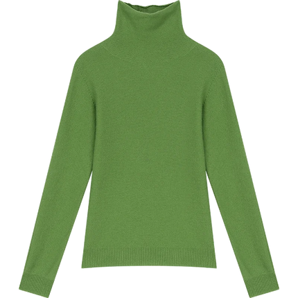 ELF SACK 2025 Winter New Solid Color Turtleneck Sweater Women, Romantic Cottagecore Fitted Long Sleeve Wool Blend Pullover PlatiNum