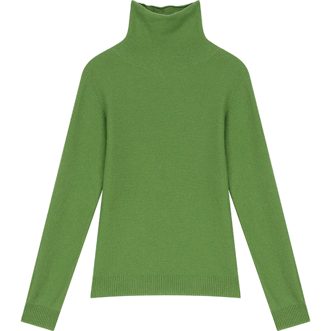 ELF SACK 2025 Winter New Solid Color Turtleneck Sweater Women, Romantic Cottagecore Fitted Long Sleeve Wool Blend Pullover PlatiNum