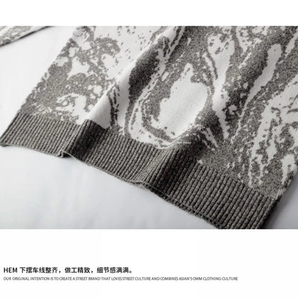 All-Over Floral Jacquard Pattern Pullover Sweater, Casual Crew Neck Knit Men's Pullover, Super Cool Winter Gift