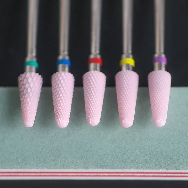 Pink Ceramic Carbide Nail Drill Bits Milling Cutter For Gel Polish Remover Electric Nail Machine Polishing Peeling File Home Salon Manicure Pedicure Accessories