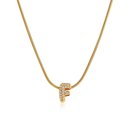 Fashion Tiny CZ Zircon Initial Alphabet Pendant Neckalce Gold Plated Stainless Steel A-Z Letter Necklaces Birthday Gifts Jewelry PlatiNum