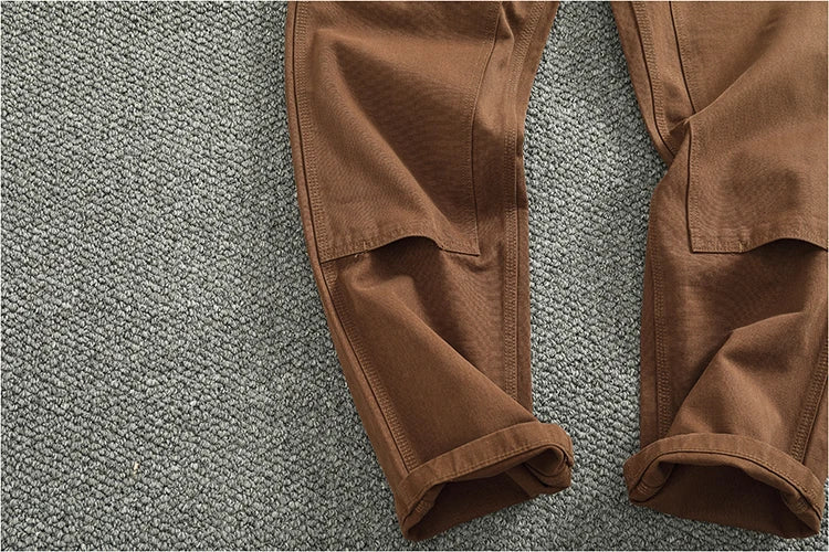 2025 Spring and Autumn New American Retro Heavyweight Patchwork Cargo Pants Men's Fashion Multi-pocket Casual Loose Trousers