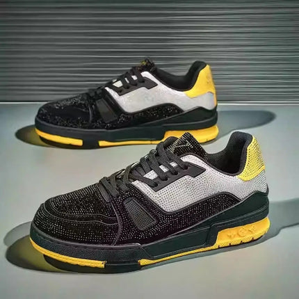 Sneakers Casual Mens Designer Bling Punk Board Shoes Fashion Split Leather Breathable Height Increased Flat Platform Sport Shoes