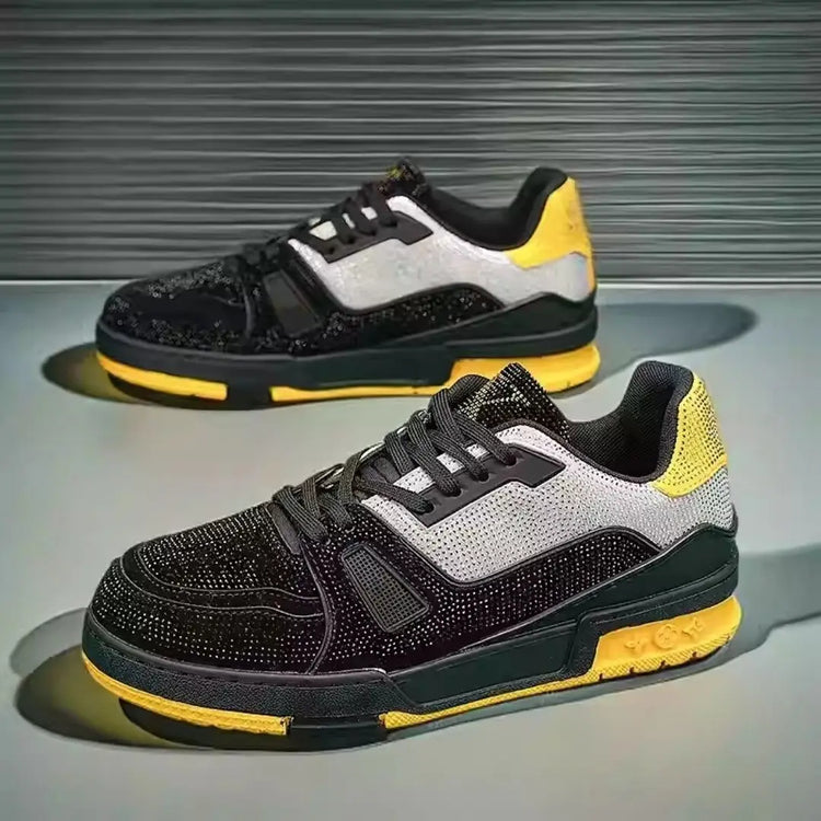 Sneakers Casual Mens Designer Bling Punk Board Shoes Fashion Split Leather Breathable Height Increased Flat Platform Sport Shoes