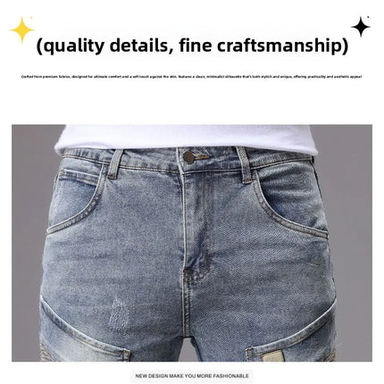Men's Casual Jeans Vintage Straight Leg Elastic Slim Fit Autumn Winter Sweatpants Trousers Skinny Y2k Jeans Men's Cargo Pants