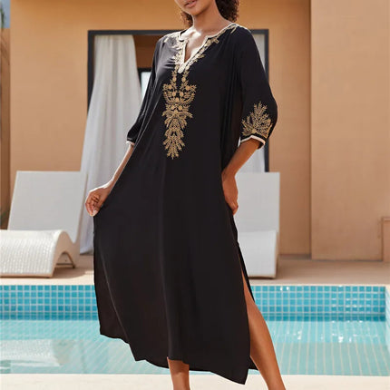 Donne allentato leggero caftano Kimono Cardigan Casual Beach Cover Up lungo caftani costume da bagno Maxi Dress platinumshop