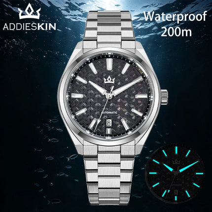 AddiesKIN Men Automatic Watch BGW9 Luminous 20Bar Waterproof Sapphire Glass 316L Stainless Steel K014 Mechanical Watch ST2130