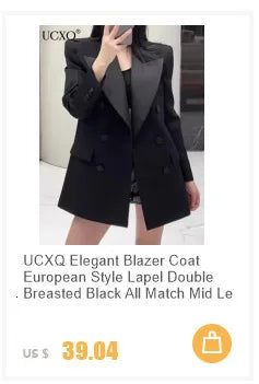 UCXQ Elegant Woolen Coat Temperament Office Lady Overcoats Fur Patchwork Long Sleeve Beautiful Women's Coats 2025 Winter New