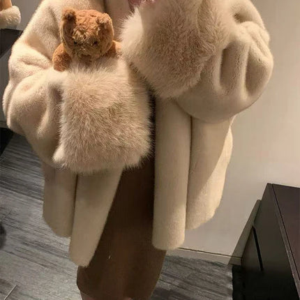 Faux Mink Fur Coat for Women Winter Thick Loose Hairy Casual Jacket Y2K Fashion Streetwear Long Sleeve Warm Fur Outerwear