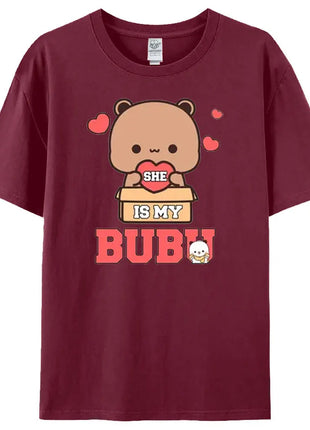 Bubu Dudu Felpa per coppia abbinata Simpatico regalo di anniversario Abbigliamento Uomo Donna Vita quotidiana Maglietta casual in cotone Coppia Orso Tee