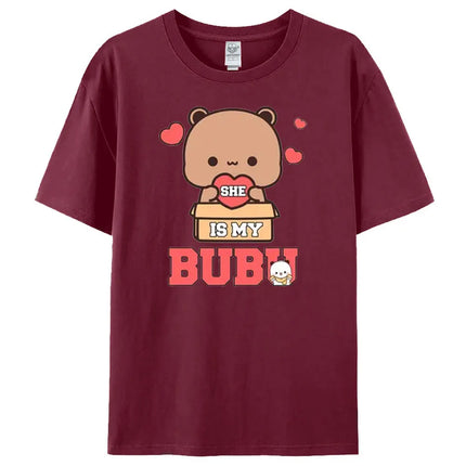 Bubu Dudu Felpa per coppia abbinata Simpatico regalo di anniversario Abbigliamento Uomo Donna Vita quotidiana Maglietta casual in cotone Coppia Orso Tee