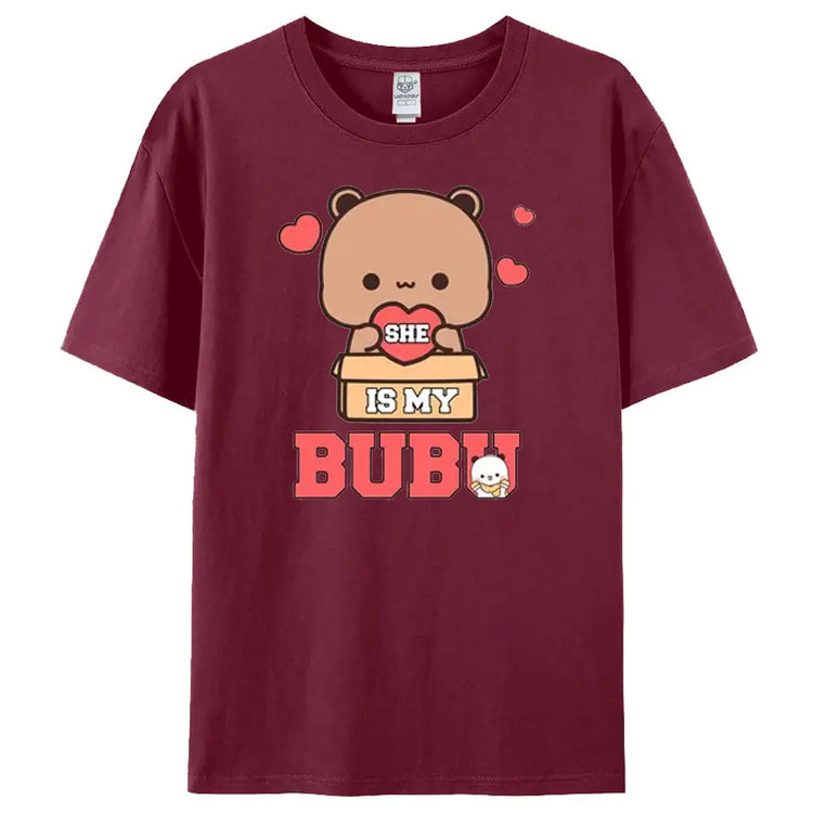 Bubu Dudu Felpa per coppia abbinata Simpatico regalo di anniversario Abbigliamento Uomo Donna Vita quotidiana Maglietta casual in cotone Coppia Orso Tee