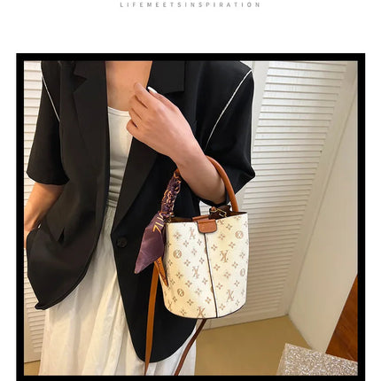 Advanced fashion bag for women 2025 new casual women's bag, large capacity bucket bag, shoulder bag, diagonal cross bag PlatiNum