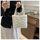 Puffer Shoulder Bag for Women Soft Down Cotton Padded Tote Handbag Purse Quilted Cross Body Bag Solid Color Bubbles Cloud Bag PlatiNum