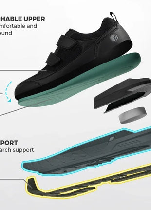 Scarpe da ginnastica FitVille da uomo a punta larga, basse, antiscivolo, leggere, per piedi gonfi, con supporto per l'arco plantare