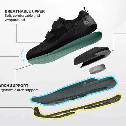 Scarpe da ginnastica FitVille da uomo a punta larga, basse, antiscivolo, leggere, per piedi gonfi, con supporto per l'arco plantare