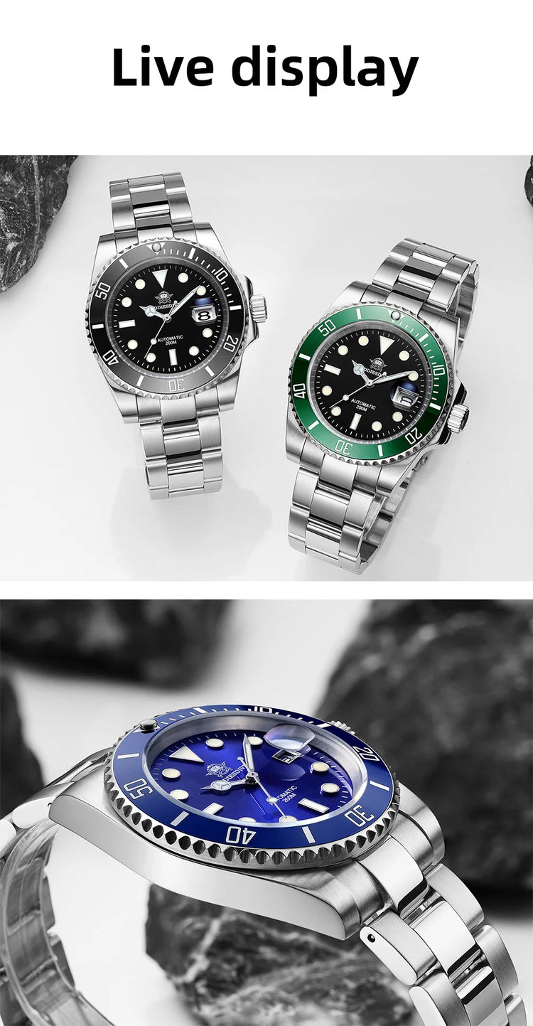 ADDIESDIVE AD2503 Luxury Men Watch Water Sapphire Glass Waterproof 200M C3 Super Luminous Calendar Automatic Mechanical Watch