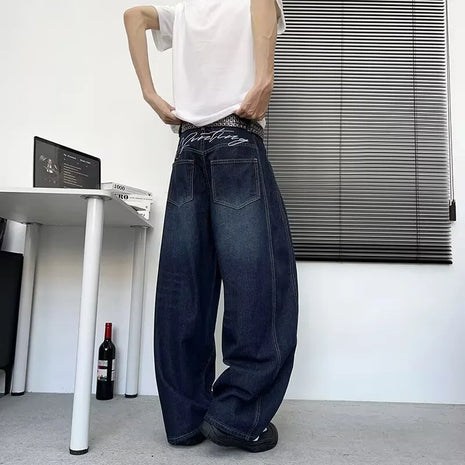 Jeans Estivi da Uomo Y2K Streetwear, Pantaloni Hip Hop alla Moda, Jeans American Goth con Stampa di Lettere, Pantaloni Larghi in Denim