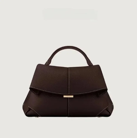 Borsa da donna di lusso in vera pelle, borsa da pendolare pratica di alta gamma, design elegante con pieghe, borsa quotidiana di grande capacità