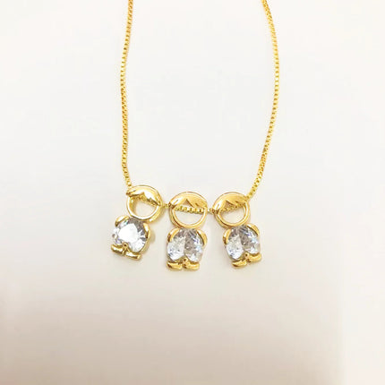 Nidin Fashion Cute Girls Boys Pendant Necklaces For Women Heart Shape Crystal Zircon Charm Clavicle Chain Jewelry Birthday Gifts PlatiNum