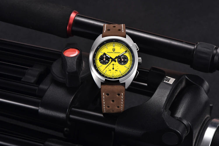 Orologio da Uomo PAGANI DESIGN con Quadrante Giallo, Cronografo al Quarzo, Movimento Giapponese VK63, Vetro Zaffiro, Impermeabile, Novità 2026