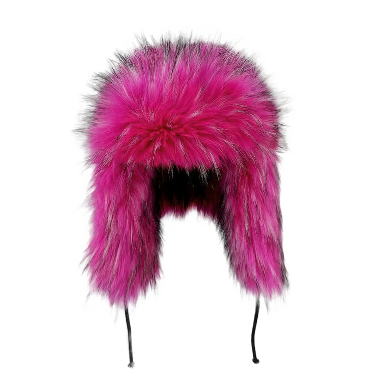 Y2K Fluffy Popular Russian Female Round Earflap Cap Faux Fur Winter Warm Hat For Women Faux Fox Raccoon Fur Beanies Bomber Gorra