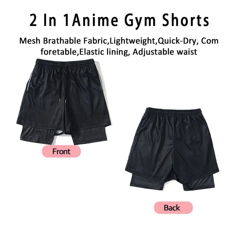 Anime Jujutsu Kaisen Set di compressione Tuta da fitness per uomo Camicia di compressione 3D ad asciugatura rapida + Pantaloncini da palestra Corsa Allenamento Abbigliamento sportivo platinumshop