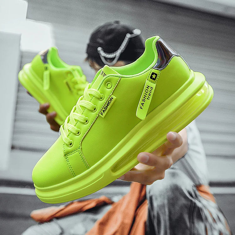 Men's Platform Sneakers Solid Design Sports Running Tennis Sneakers Lace Up Walking Trainers Shoes Casual Outdoor Shoes 39-44