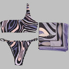 Costumi da bagno di lusso da donna con sciarpa nera e logo firmato, set bikini con fascia per capelli firmata da designer, abbigliamento da spiaggia platinumshop