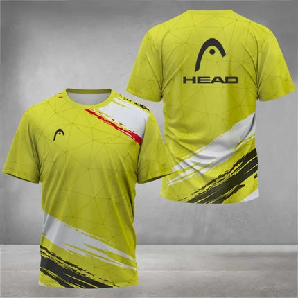 T-shirt respirante d'été pour hommes, T-shirt de badminton de tennis de table d'extérieur, col rond, manches courtes amples, nouveau haut d'escalade