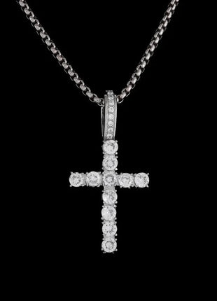 Vintage Christian Ice Crystal Jesus Head Pendant Necklace for Men and Women Cross Catholic Amulet Jewelry PlatiNum