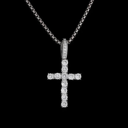 Vintage Christian Ice Crystal Jesus Head Pendant Necklace for Men and Women Cross Catholic Amulet Jewelry PlatiNum