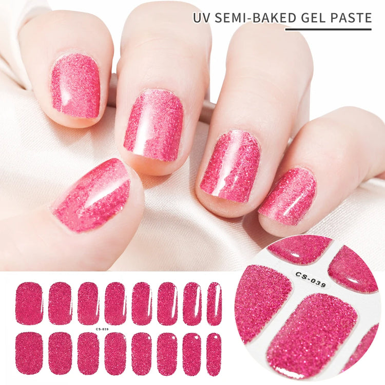 Semi Cured Wraps Fast Gel Nail Sticker Soild Nail Gel Wraps Adhesive Full Cover Gel Nail Decal UV Lamp Cured Manicure Decoration2028