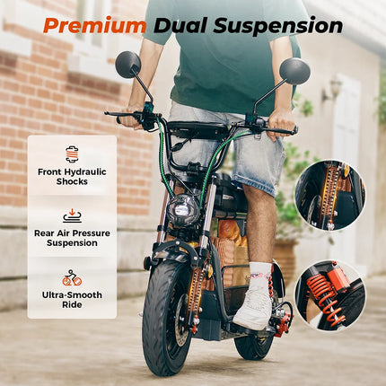 Monopattino Elettrico iScooter DX5 1500W, Batteria 48V 15.6Ah, Velocità Massima 55km/h, Autonomia 60-72km, Pneumatici da 15 Pollici con NFC