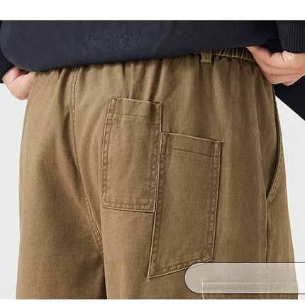 Autumn New Cargo Loose Multi-pockets 100% Cotton Straight Pants for Men Clothing Comfort Zipper Male Trouser GF258113