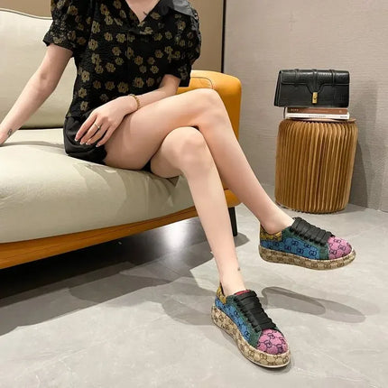 Spring 2025 New Khaki Crystal Women's Sneakers Fashion Versatile Casual Ladies Party Shiny Female Shoes