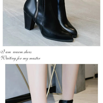 2024 new autumn ladies boot Coarse heeled outdoor nonslip shoe Retro Zipper Fashion Boots Comfort casual women's shoes Botas