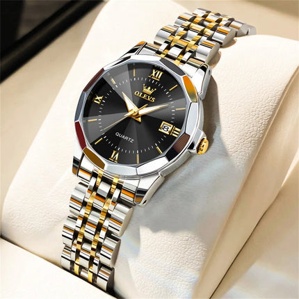 OLEVS 9931 Elegante Orologio da Donna di Lusso, Marca Originale, Movimento al Quarzo, Impermeabile, in Acciaio Inossidabile, Luminoso con Data platinumshop