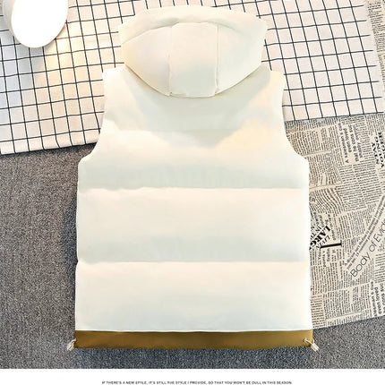 New Hooded Casual Men Waistcoat Comfortable Warm Zipper Male Sleeveless Jackets Solid Color Windproof Clothing for Men Spring