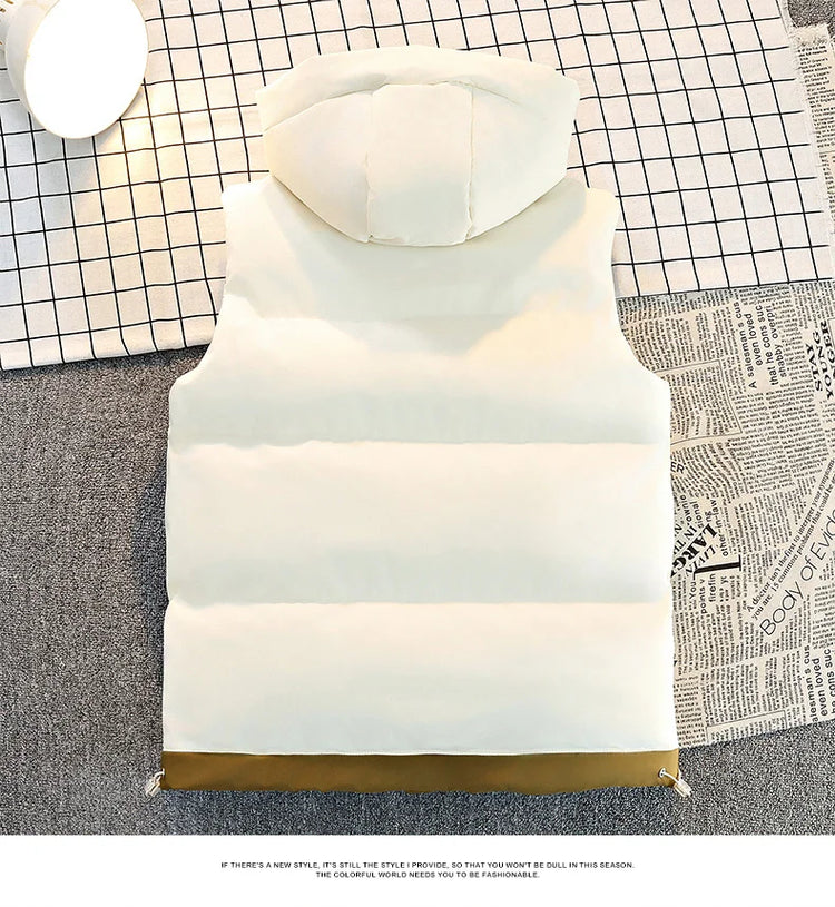 New Hooded Casual Men Waistcoat Comfortable Warm Zipper Male Sleeveless Jackets Solid Color Windproof Clothing for Men Spring