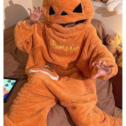 Cartoon Animal One‑Piece Pajamas Soft Coral Fleece Plush Jumpsuit Warm Loungewear For Home Sleepwear Theme Party Costume