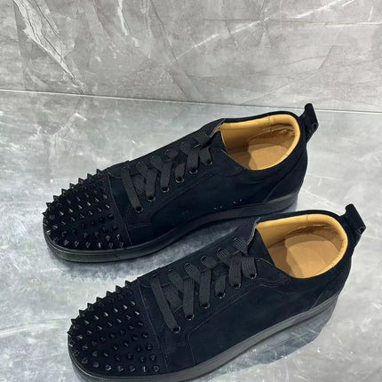 Men's Studded Genuine Leather Sneakers | Round Toe Lace-Up Flat Comfortable Spring Casual Fashion Shoes